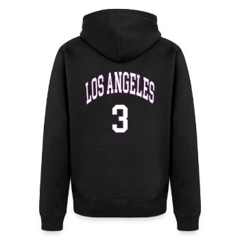 Los Angeles 3 - Unisex Premium Bio Zip Hoodie - Schwarz - Hinten - Nico (187cm)
