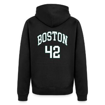 Boston 42 - Veste à capuche bio Premium Unisexe - noir - Dos - Nico (187cm)