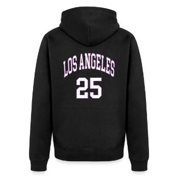 Los Angeles 25 - Unisex Premium Bio Zip Hoodie - Schwarz - Hinten - Nico (187cm)