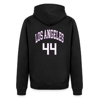 Los Angeles 44 - Unisex Premium Bio Zip Hoodie - Schwarz - Hinten - Nico (187cm)