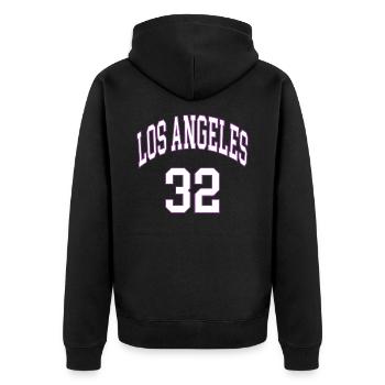 Los Angeles 32 - Unisex Premium Bio Zip Hoodie - Schwarz - Hinten - Nico (187cm)