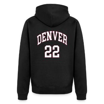 Denver 22 - Unisex Premium Bio Zip Hoodie - Schwarz - Hinten - Nico (187cm)
