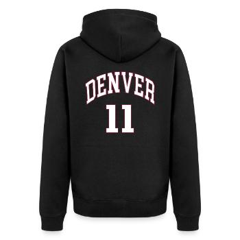 Denver 11 - Unisex Premium Bio Zip Hoodie - Schwarz - Hinten - Nico (187cm)