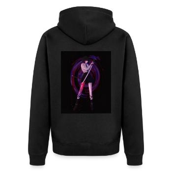 Samurai Mädchen - Unisex Premium Bio Zip Hoodie - Schwarz - Hinten - Nico (187cm)