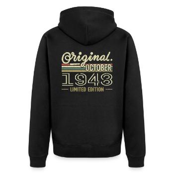 Geboren im Oktober 1948 Retro-Geburtstag Oktober 1948 - Unisex Premium Bio Zip Hoodie - Schwarz - Hinten - Nico (187cm)