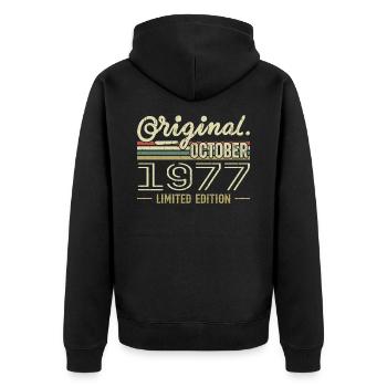 Né en Octobre 1977 Rétro Anniversaire Octobre 1977 - Veste à capuche bio Premium Unisexe - noir - Dos - Nico (187cm)