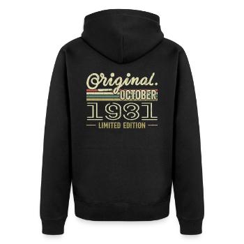 Born in October 1981 Retro Birthday October 1981 - Unisex Premium Organic Zip Hoodie - black - Back - Nico (187cm)