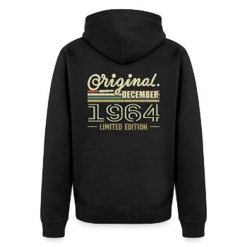December 1964 Birthday December 1964 December - Unisex Premium Organic Zip Hoodie - black - Back - Nico (187cm)