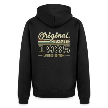 Décembre 1985 anniversaire Décembre 1985 Décembre - Veste à capuche bio Premium Unisexe - noir - Dos - Nico (187cm)