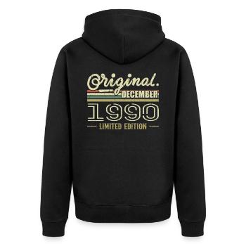 Décembre 1990 anniversaire Décembre 1990 Décembre - Veste à capuche bio Premium Unisexe - noir - Dos - Nico (187cm)
