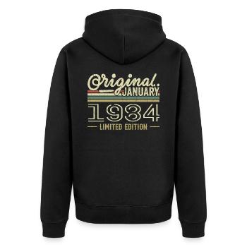 Janvier 1984 anniversaire Janvier 1984 cadeau 1984 - Veste à capuche bio Premium Unisexe - noir - Dos - Nico (187cm)