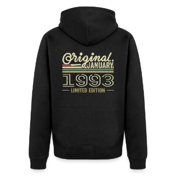 Janvier 1993 anniversaire Janvier 1993 cadeau 1993 - Veste à capuche bio Premium Unisexe - noir - Dos - Nico (187cm)