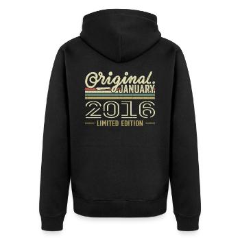 Janvier 2016 anniversaire Janvier 2016 cadeau 2016 - Veste à capuche bio Premium Unisexe - noir - Dos - Nico (187cm)