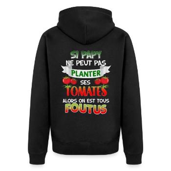 Papy plante ses tomates humour papi jardinier cool - Veste à capuche bio Premium Unisexe - noir - Dos - Nico (187cm)