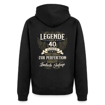 40. Geburtstag Legende Geburtstagsspruch 40 Jahre - Unisex Premium Bio Zip Hoodie - Schwarz - Hinten - Nico (187cm)