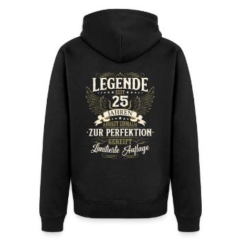 25 Geburtstag Legende Geburtstagsspruch 25 Jahre - Unisex Premium Bio Zip Hoodie - Schwarz - Hinten - Nico (187cm)