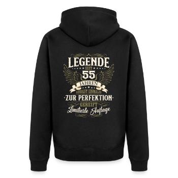 55 Geburtstag Legende Geburtstagsspruch 55 Jahre - Unisex Premium Bio Zip Hoodie - Schwarz - Hinten - Nico (187cm)