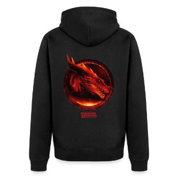 Dungeons & Dragons DND Roter Drachenkopf - Unisex Premium Bio Zip Hoodie - Schwarz - Hinten - Nico (187cm)