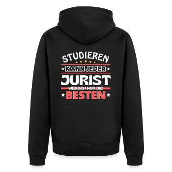 Nur die Besten werden Jurist - Unisex Premium Bio Zip Hoodie - Schwarz - Hinten - Nico (187cm)