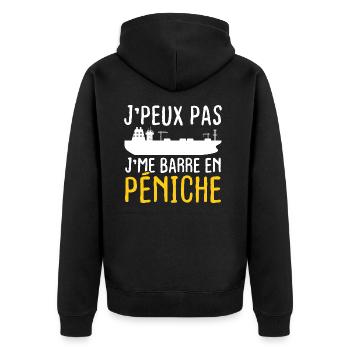J'peux pas j'me barre en péniche - Veste à capuche bio Premium Unisexe - noir - Dos - Nico (187cm)