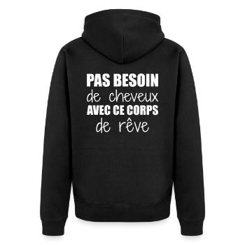 Pas besoin de cheveux avec ce corps de rêve - Veste à capuche bio Premium Unisexe - noir - Dos - Nico (187cm)