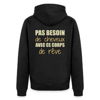 Pas besoin de cheveux avec ce corps de rêve - Veste à capuche bio Premium Unisexe - noir - Dos - Nico (187cm)