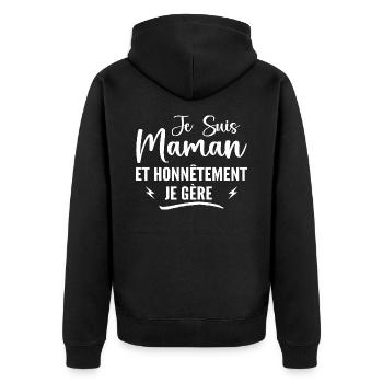 Mom and frankly I manage - Mother's Day - Unisex Premium Organic Zip Hoodie - black - Back - Nico (187cm)