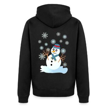 Schneemann und Schneeflocken coole Weihnachten - Unisex Premium Bio Zip Hoodie - Schwarz - Hinten - Nico (187cm)