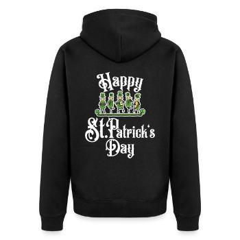 Happy St.Patrick´s Day - Unisex Premium Bio Zip Hoodie - Schwarz - Hinten - Nico (187cm)