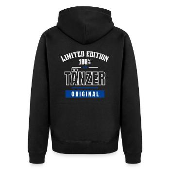 Limited Edition 100% - Tänzer - Original - Unisex Premium Bio Zip Hoodie - Schwarz - Hinten - Nico (187cm)