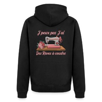 J'peux pas J'ai des Rêves à coudre humour - Veste à capuche bio Premium Unisexe - noir - Dos - Nico (187cm)
