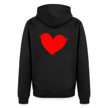 Rotes Herz - Unisex Premium Bio Zip Hoodie - Schwarz - Hinten - Nico (187cm)