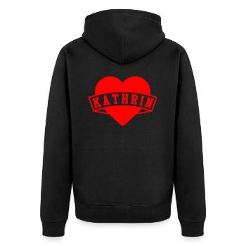 Kathrin Herzen - Unisex Premium Organic Zip Hoodie - black - Back - Nico (187cm)