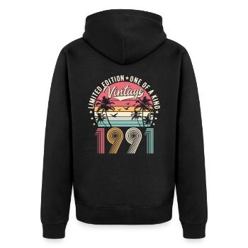1991 Vintage Anniversaire Vintage Rétro Cadeau - Veste à capuche bio Premium Unisexe - noir - Dos - Nico (187cm)