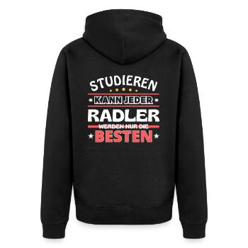 Nur die Besten werden Radler - Unisex Premium Bio Zip Hoodie - Schwarz - Hinten - Nico (187cm)