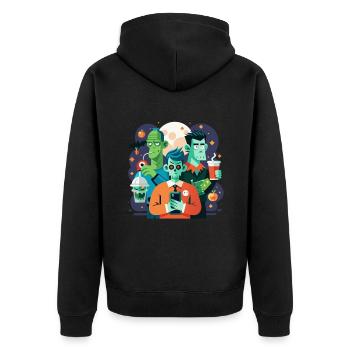 Klassische Monster mit einem lustigen Twist - Unisex Premium Bio Zip Hoodie - Schwarz - Hinten - Nico (187cm)