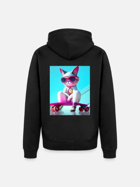 Cool Skateboard Cats - Unisex Premium Organic Zip Hoodie - black