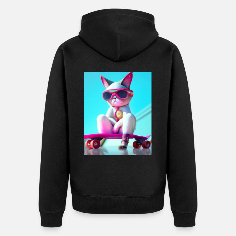 Chats de skateboard cool - Veste à capuche bio Premium Unisexe - noir