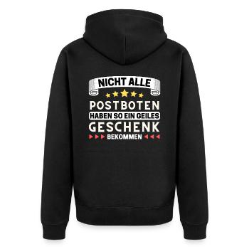 Nicht alle Postboten bekommen so ein Geschenk - Unisex Premium Bio Zip Hoodie - Schwarz - Hinten - Nico (187cm)