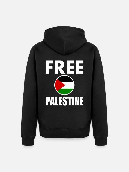 Free palestine - Unisex Premium Organic Zip Hoodie - black