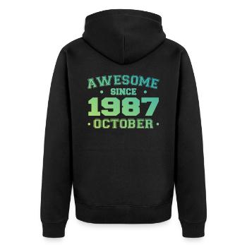 October 1987 - October 1987 Birthday Gift - Unisex Premium Organic Zip Hoodie - black - Back - Nico (187cm)