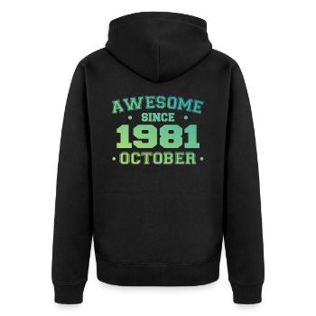 October 1981 - October 1981 Birthday Gift - Unisex Premium Organic Zip Hoodie - black - Back - Nico (187cm)