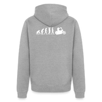 Chopper - Evolution des Menschen, Darwin - Unisex Premium Bio Zip Hoodie - Grau meliert - Hinten - Nico (187cm)