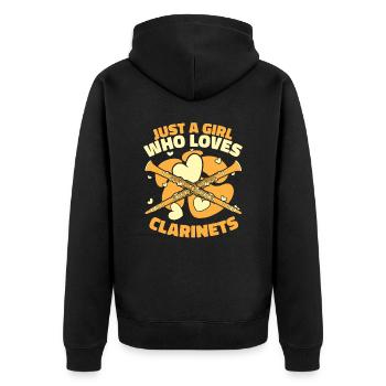 Klarinette Klarinettist Instrument Musik - Unisex Premium Bio Zip Hoodie - Schwarz - Hinten - Nico (187cm)