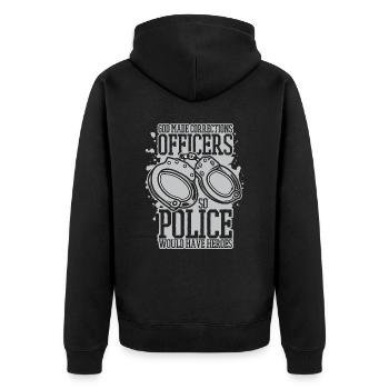 Justizvollzugsbeamter Wärter Vollzugsbeamter - Unisex Premium Bio Zip Hoodie - Schwarz - Hinten - Nico (187cm)