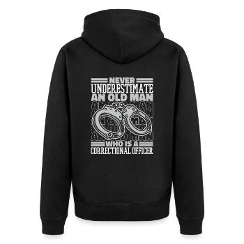 Justizvollzugsbeamter Wärter Vollzugsbeamter - Unisex Premium Bio Zip Hoodie - Schwarz - Hinten - Nico (187cm)