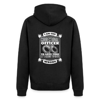 Justizvollzugsbeamter Wärter Vollzugsbeamter - Unisex Premium Bio Zip Hoodie - Schwarz - Hinten - Nico (187cm)