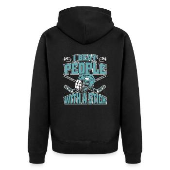 Eishockey Hockey Sport - Unisex Premium Bio Zip Hoodie - Schwarz - Hinten - Nico (187cm)