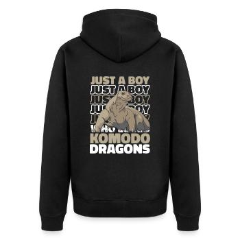 Komodowaran Tier Komodo Dragon Komodowarane - Unisex Premium Bio Zip Hoodie - Schwarz - Hinten - Nico (187cm)
