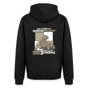 Komodowaran Tier Komodo Dragon Komodowarane - Unisex Premium Bio Zip Hoodie - Schwarz - Hinten - Nico (187cm)